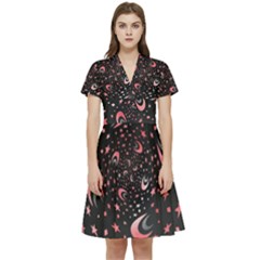 Pattern Lune Étoile Profondeur Short Sleeve Waist Detail Dress by alllovelyideas