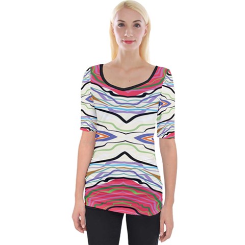 Bohemian Colorful Pattern B Wide Neckline Tee by gloriasanchez