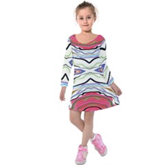 Bohemian Colorful Pattern B Kids  Long Sleeve Velvet Dress by gloriasanchez