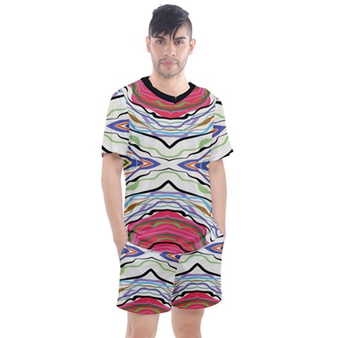 Bohemian Colorful Pattern B Men s Mesh Tee And Shorts Set by gloriasanchez