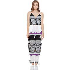 Purple Spacemonkey Sleeveless Tie Ankle Jumpsuit by goljakoff