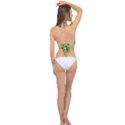 Green Grid Cute Flower Mandala Cross Front Halter Bikini Top View2