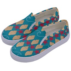 Starfish And Seashells  Sea Kids  Canvas Slip Ons by SychEva