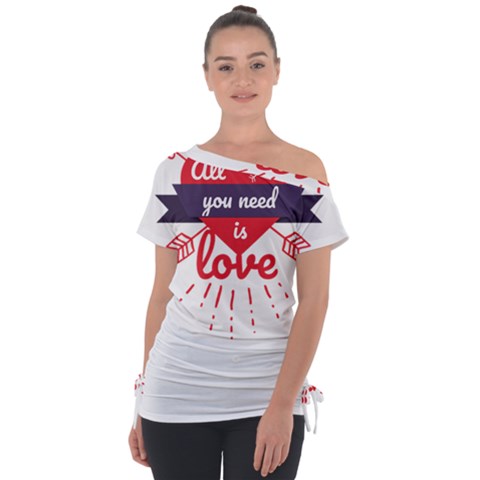 All You Need Is Love Off Shoulder Tie-up Tee by DinzDas