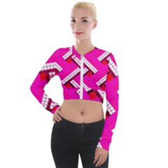 Pop Art Mosaic Long Sleeve Cropped Velvet Jacket by essentialimage365