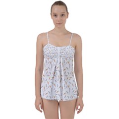 Cute Bunnies And Carrots Pattern, Light Colored Theme Babydoll Tankini Set by Casemiro