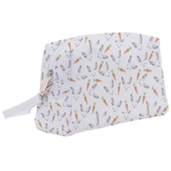 Cute Bunnies And Carrots Pattern, Light Colored Theme Wristlet Pouch Bag (large) by Casemiro