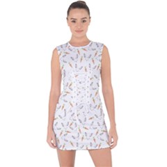 Cute Bunnies And Carrots Pattern, Light Colored Theme Lace Up Front Bodycon Dress by Casemiro