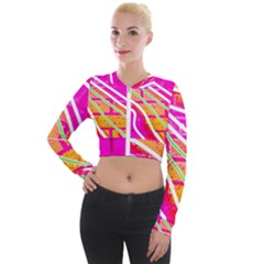 Pop Art Neon Wall Long Sleeve Cropped Velvet Jacket by essentialimage365