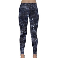 Geometric Dark Blue Abstract Print Pattern Classic Yoga Leggings by dflcprintsclothing