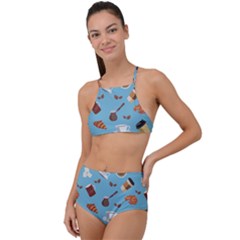 Coffee Time High Waist Tankini Set by SychEva