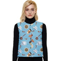 Coffee Time Women s Short Button Up Puffer Vest by SychEva