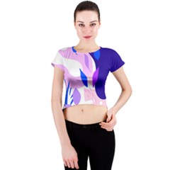 Aquatic Surface Patterns-04 Crew Neck Crop Top by Designops73