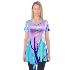 Aquatic Surface Patterns Short Sleeve Tunic  by Designops73