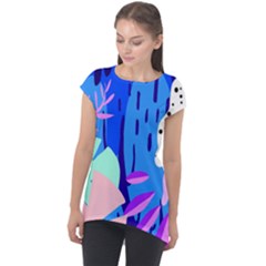 Aquatic Surface Patterns Cap Sleeve High Low Top by Designops73