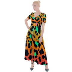 Bright Leopard  Button Up Short Sleeve Maxi Dress by TanitaSiberia