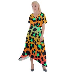 Bright Leopard  Cross Front Sharkbite Hem Maxi Dress by TanitaSiberia