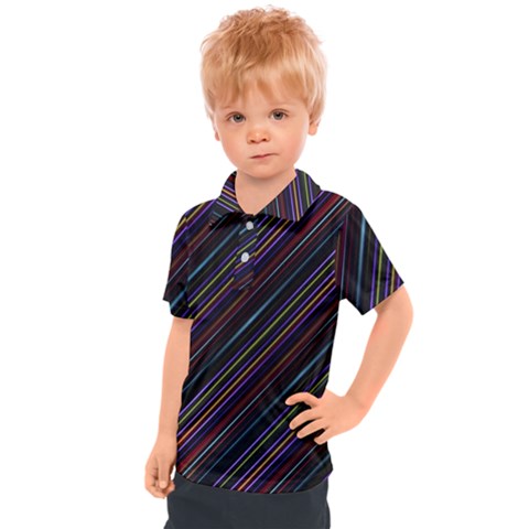 Dark Multicolored Striped Print Design Dark Multicolored Striped Print Design Kids  Polo Tee by dflcprintsclothing