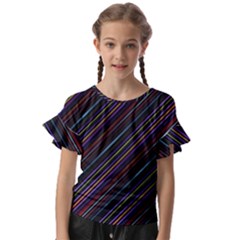 Dark Multicolored Striped Print Design Dark Multicolored Striped Print Design Kids  Cut Out Flutter Sleeves by dflcprintsclothing