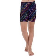 Dark Multicolored Mosaic Pattern Kids  Lightweight Velour Capri Yoga Leggings by dflcprintsclothing