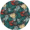 Tropical Autumn Leaves Wooden Puzzle Round View1