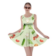 Seamless Pattern With Vegetables  Delicious Vegetables Skater Dress by SychEva