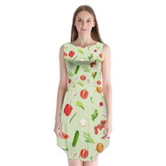 Seamless Pattern With Vegetables  Delicious Vegetables Sleeveless Chiffon Dress   by SychEva