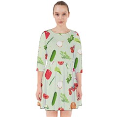 Seamless Pattern With Vegetables  Delicious Vegetables Smock Dress by SychEva