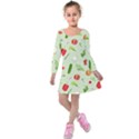 Seamless Pattern With Vegetables  Delicious Vegetables Kids  Long Sleeve Velvet Dress View1