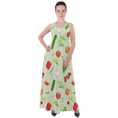 Seamless Pattern With Vegetables  Delicious Vegetables Empire Waist Velour Maxi Dress by SychEva