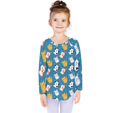 Funny Pets Kids  Long Sleeve Tee by SychEva