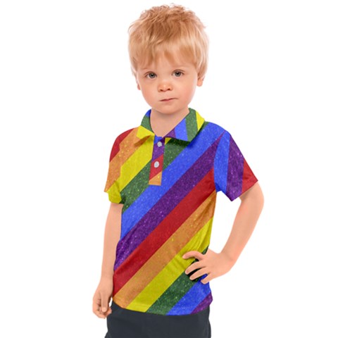 Lgbt Pride Motif Flag Pattern 1 Kids  Polo Tee by dflcprintsclothing