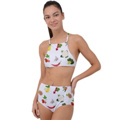 Fruits, Vegetables And Berries High Waist Tankini Set by SychEva