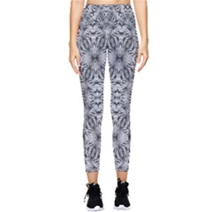 Black And White Ornate Pattern Pocket Leggings  by dflcprintsclothing