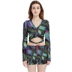 Cyclone Velvet Wrap Crop Top And Shorts Set by MRNStudios