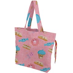 Toothy Sweets Drawstring Tote Bag by SychEva