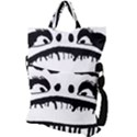 Creepy Monster Black And White Close Up Drawing Fold Over Handle Tote Bag View2
