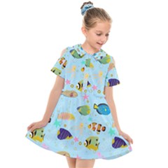 Underwater World Kids  Short Sleeve Shirt Dress by SychEva