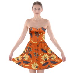 Folk Flowers Pattern  Strapless Bra Top Dress by Eskimos