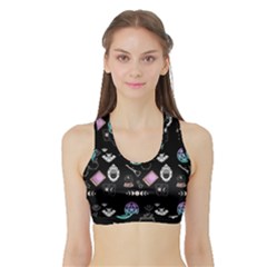 Witch Goth Pastel Pattern Sports Bra With Border by NerdySparkleGoth