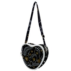 Folk Flowers Pattern Heart Shoulder Bag by Eskimos