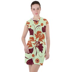 Folk Flowers Pattern Drawstring Hooded Dress by Eskimos