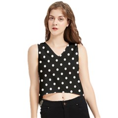 1950 Black White Dots V-neck Cropped Tank Top by SomethingForEveryone