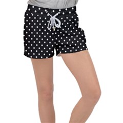 1950 Black White Dots Velour Lounge Shorts by SomethingForEveryone