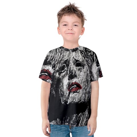 Creepy Head Sculpture Artwork Kids  Cotton Tee by dflcprintsclothing