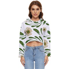 Folk Flowers Pattern Floral Surface Design Women s Lightweight Cropped Hoodie by Eskimos