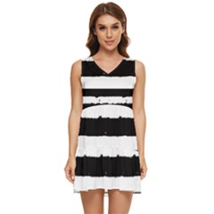 Bandes Abstrait Blanc/noir Tiered Sleeveless Mini Dress by kcreatif