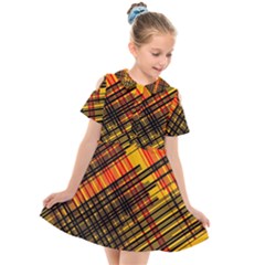 Root Humanity Orange Yellow And Black Kids  Short Sleeve Shirt Dress by WetdryvacsLair