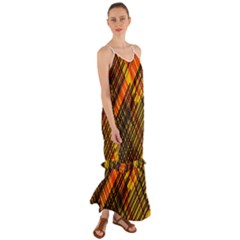 Root Humanity Orange Yellow And Black Cami Maxi Ruffle Chiffon Dress by WetdryvacsLair