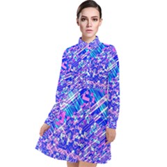 Root Humanity Bar And Qr Code Combo In Purple And Blue Long Sleeve Chiffon Shirt Dress by WetdryvacsLair